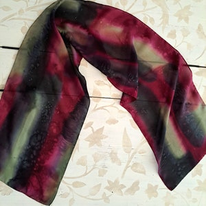 Silk Scarf with hand painted 11x60 inches for yourself or a gift for anniversary, birthday or Christmas!