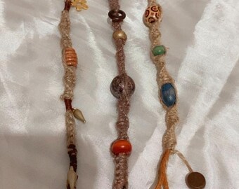 Conjunto de turbante de macramé estilo bohemio