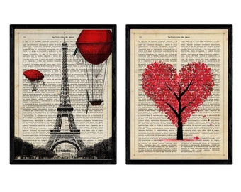 Pack de láminas para enmarcar París Je T\'Aime. Posters Estilo romantico. Decoración de hogar. Láminas para enmarcar.