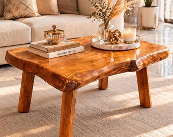 Mesa de centro de madera maciza – Mesa rústica de madera hecha a mano – Muebles para sala de estar, decoración de mesa de centro, mesa de centro de epoxi, bandeja para mesa de centro,