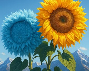 100 semillas de girasol Teddy Bear, amarillas y azules