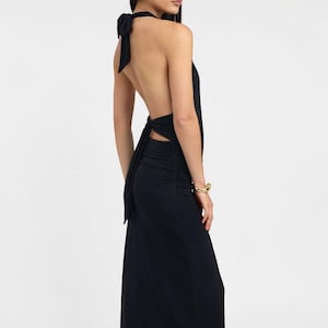 Halter Neck Black Dress - Etsy