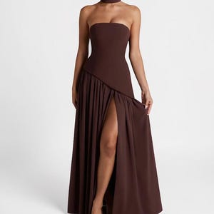 Strapless maxi-jurk, maxi-jurk voor dames, maxi-jurkpatronen, boho-jurk, elegante maxi-slipjurk, strapless