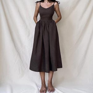 Spaghetti Strap Brown Midi Dress - Etsy