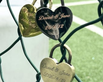 Personalized Heart Lock, Custom Engraved Padlock, Wedding Memory Lock, Anniversary Gift for Couples, Romantic Keepsake, Custom Name Lock