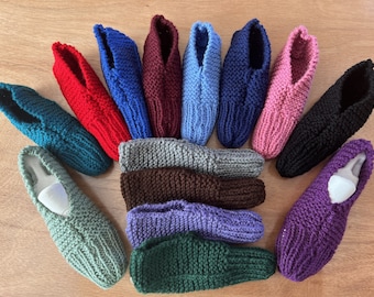 HAND KNIT SLIPPERS like Grand Ma used to make. For Women,  Men and Children.