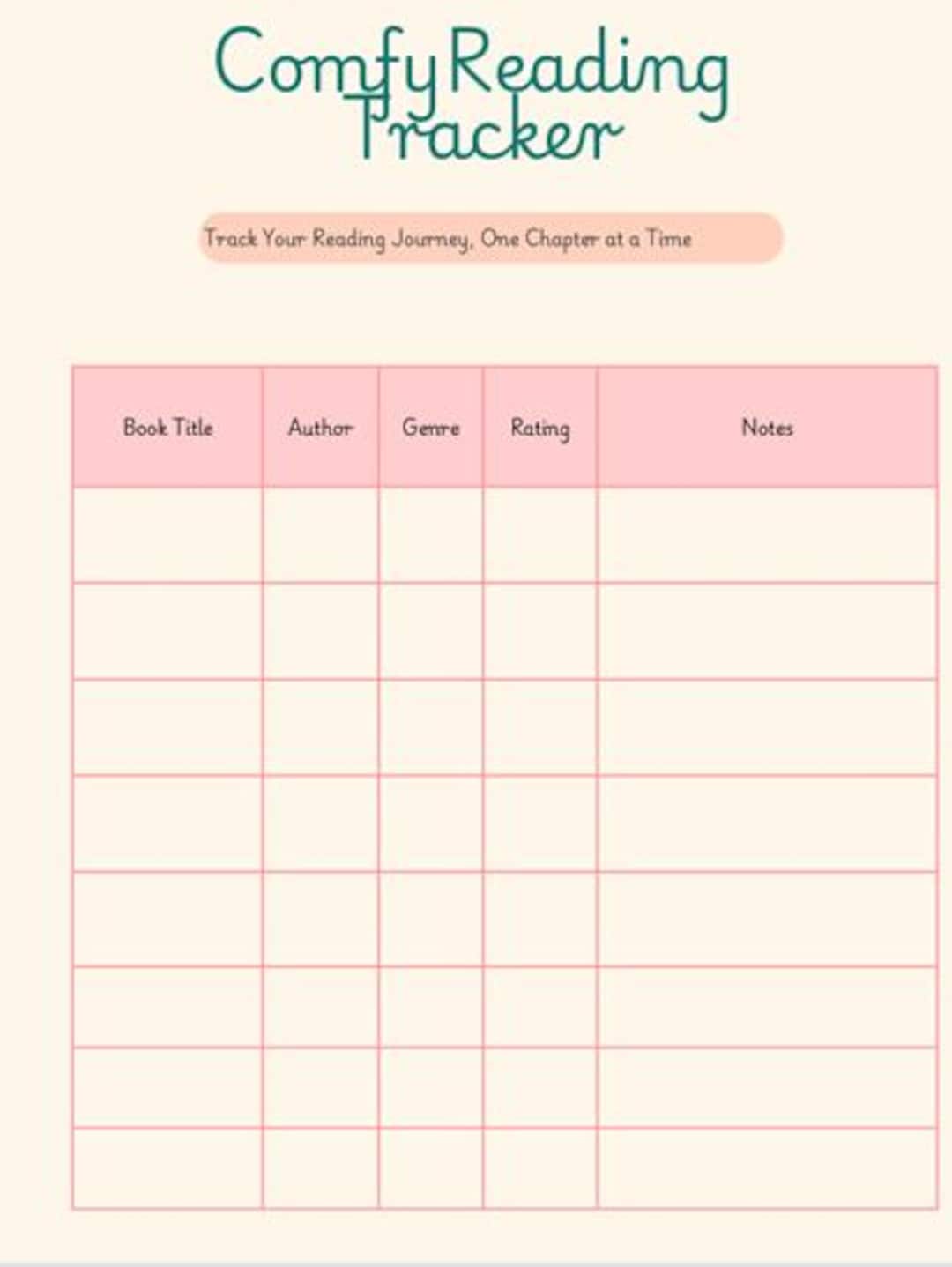 Comfy Reading Tracker Printable | Book Log & Reading Journal ...