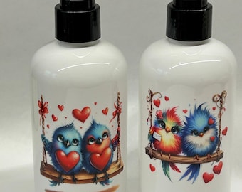 16oz Shea Butter lotions Hand & Body, 2 x 8oz each. Decorative bottle - Love Birds Lotion- Natural Moisturizing