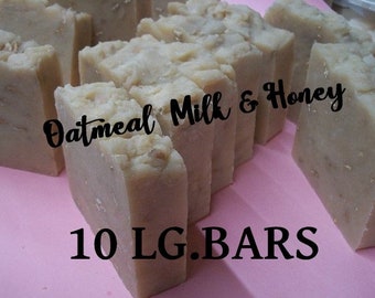 Oatmeal Milk & Honey Soap  10 LG. BARS Natural Soap Shea Butter Cocoa Butter Handmade Soap DEAL