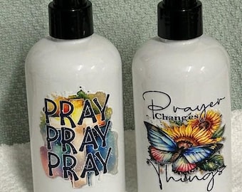 2 x 8oz Shea butter Aloe Vera lotions with inspirational prayer quotes