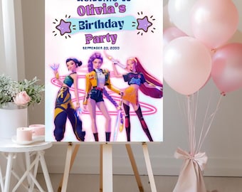 Modello di cartello di benvenuto per compleanno Kpop, decorazioni per feste Kpop (download digitale)
