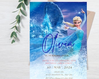 Invito di compleanno Frozen Invito Frozen Principessa Elsa Anna Invito per festa Invito di compleanno Frozen per bambina Tema Frozen MODIFICABILE DIGITALE