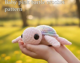 Tartaruga rosa baby all'uncinetto, schema Amigurumi in PDF (adatto ai principianti)