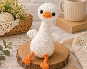 Schema per realizzare un'oca all'uncinetto in formato PDF: Peluche amigurumi, adatto ai principianti (download digitale)