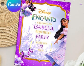Cartello di benvenuto per la festa di compleanno di Encanto, poster per la festa di Mirabel Isabela (PDF modificabile)