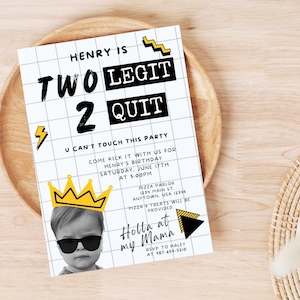Two Legit 2 Quit Birthday Party Invitation - Editable Digital Download for Print or Text