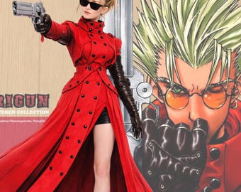 Roter Anime Trenchcoat | Lange Cosplay Lederjacke, Custom Fit
