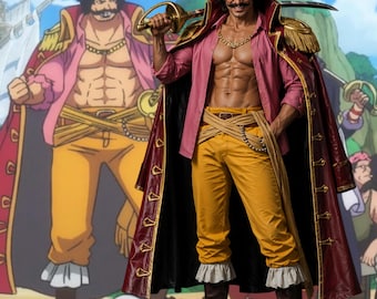 Anime Pirate King Coat | Red Cosplay Cape Gold Epaulettes | Halloween Costume | Anime Expo Outfit | Pirate Captain Costume Men