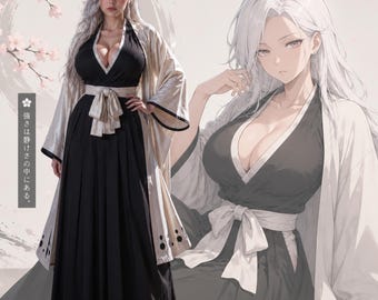 Anime inspirierter weißer Kapitän Cosplay, Luxus glänzendes Leder-Look Robe Kostüm, Manga inspiriertes Cosplay Outfit, benutzerdefiniertes Anime Kostüm