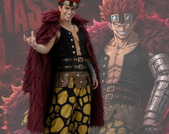 Anime Inspired Red Fur Coat Cosplay Costume, Manga Pirate Captain Style Cloak, Faux Fur Cape, Convention Outfit, Custom Made Cosplay