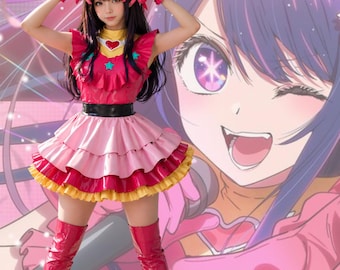 Anime Idol Cosplay Kostüm - Echt Leder Magical Girl Outfit, Rüschen Rock, Kleid nach Maß