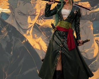 Green Iridescent Cosplay Coat | Anime Genderbend Costume | Dark Academia Pirate Coat | Anime Convention Outfit | Made to Order