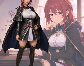 Anime inspiriertes Kapuzen Umhang-Kostüm-Set, Fantasy Cosplay Outfit, schwarzes Leder-Kleid, Magier Krieger Cosplay, Frauen-Kostüm