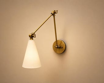 Minimalist Wall Lamp, Adjustable Brass, Sleek Wall Fixture, Retro Reading Light