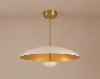 Luminária de teto em latão de meados do século XX – Pendente moderno em formato de cúpula – Luminária suspensa de luxo em estilo escandinavo