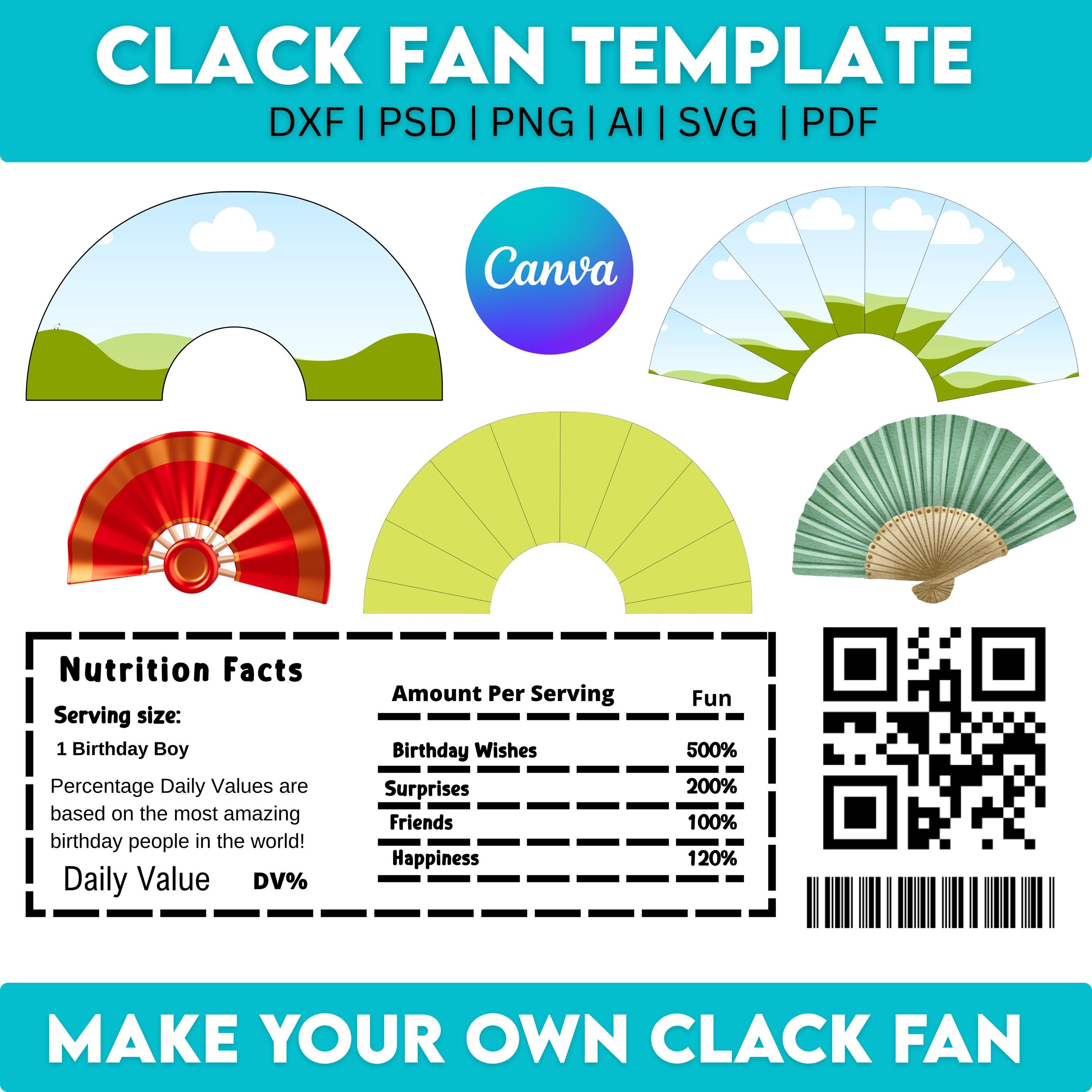 Clack Fan Template Bundle: 4 Sizes, Editable Canva Design (digital ...