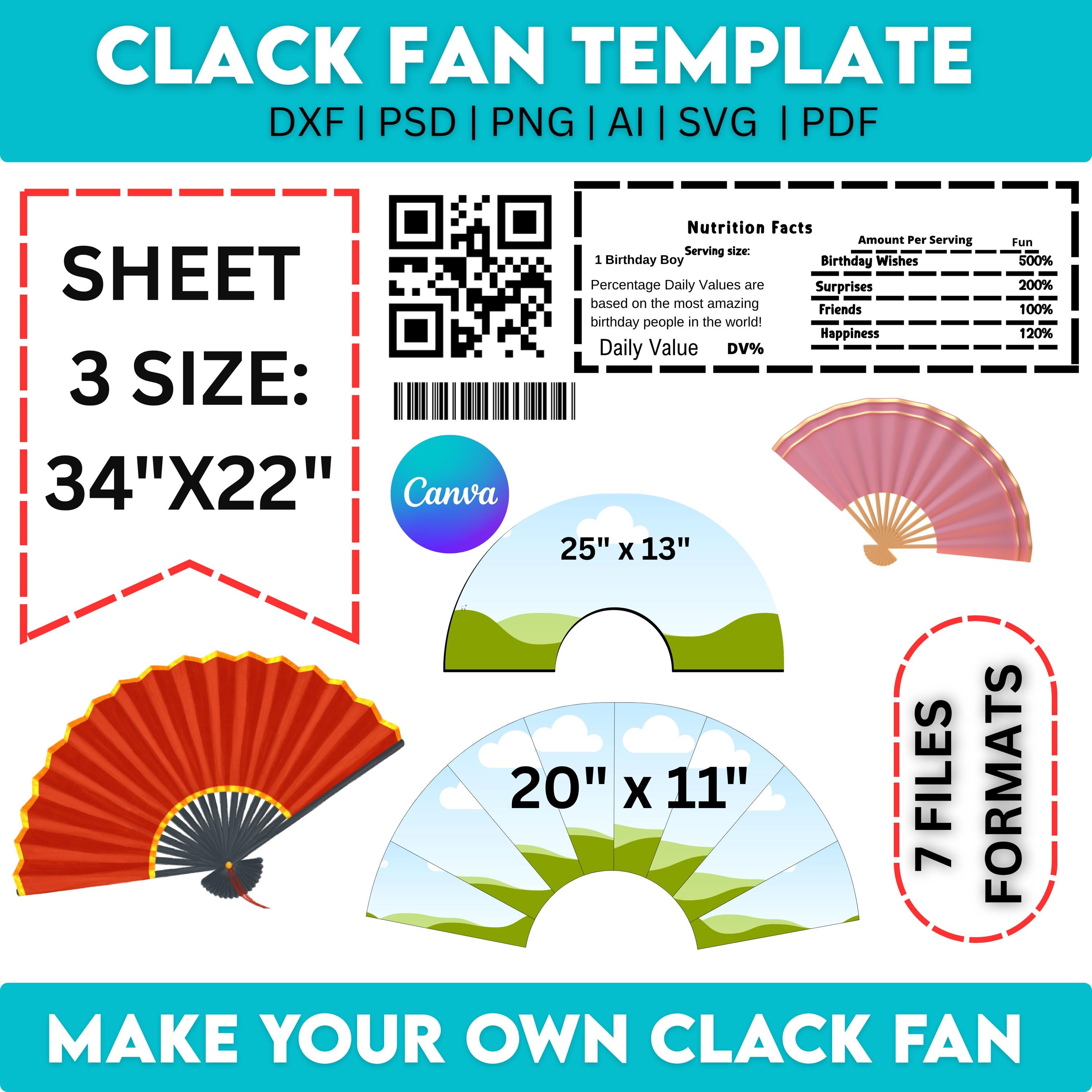 Clack Fan Template Bundle: 4 Sizes, Editable Canva Design (digital ...