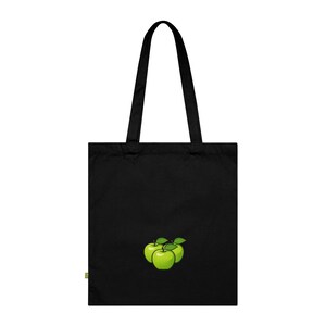 Them Apples Tote Bag | Minimalist Black Cotton Tote | Simple Graphic Bag