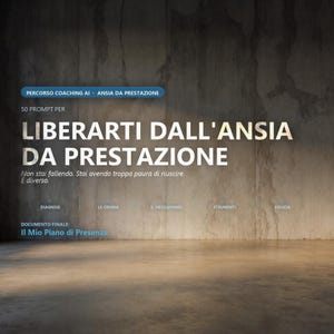 Cahier d'exercices sur l'anxiété de performance (PDF en italien), surmonter le blocage de la performance, programme de coaching de développement personnel.