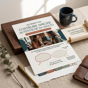 Workbook amicizie da adulto PDF italiano, percorso relazioni autentiche 8 fasi, journaling connessioni reali self help crescita personale