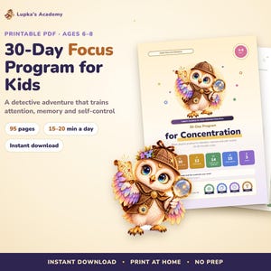 30-Day Detective Focus Program for Kids 6-8, Printable Memory Activities (PDF)