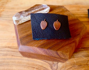 Copper Strawberry Studs with Sterling Silver Posts