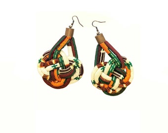 Earring Fab - Traditional African Kente-Print Corded Weave-Design Earrings