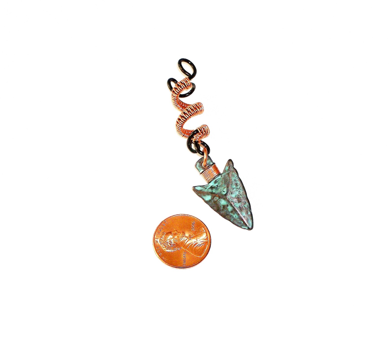 Dreadlock Jewelry Copper and Turquoise Textured Arrow Head Etsy