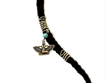 Dreadlock Jewelry - Antique Gold Winged Goddess Twisted Loc Jewel and Coordinating Slide
