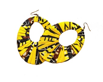 SALE/CLEARANCE - Earring Fab - African Wax Print Oversized Wrapped Oval Earrings