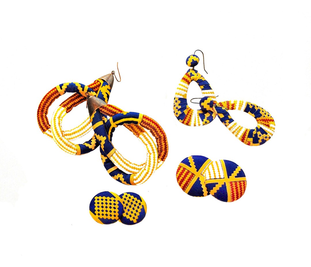 Earring Fab Traditional Kenteprint Cord Openknot Design Etsy