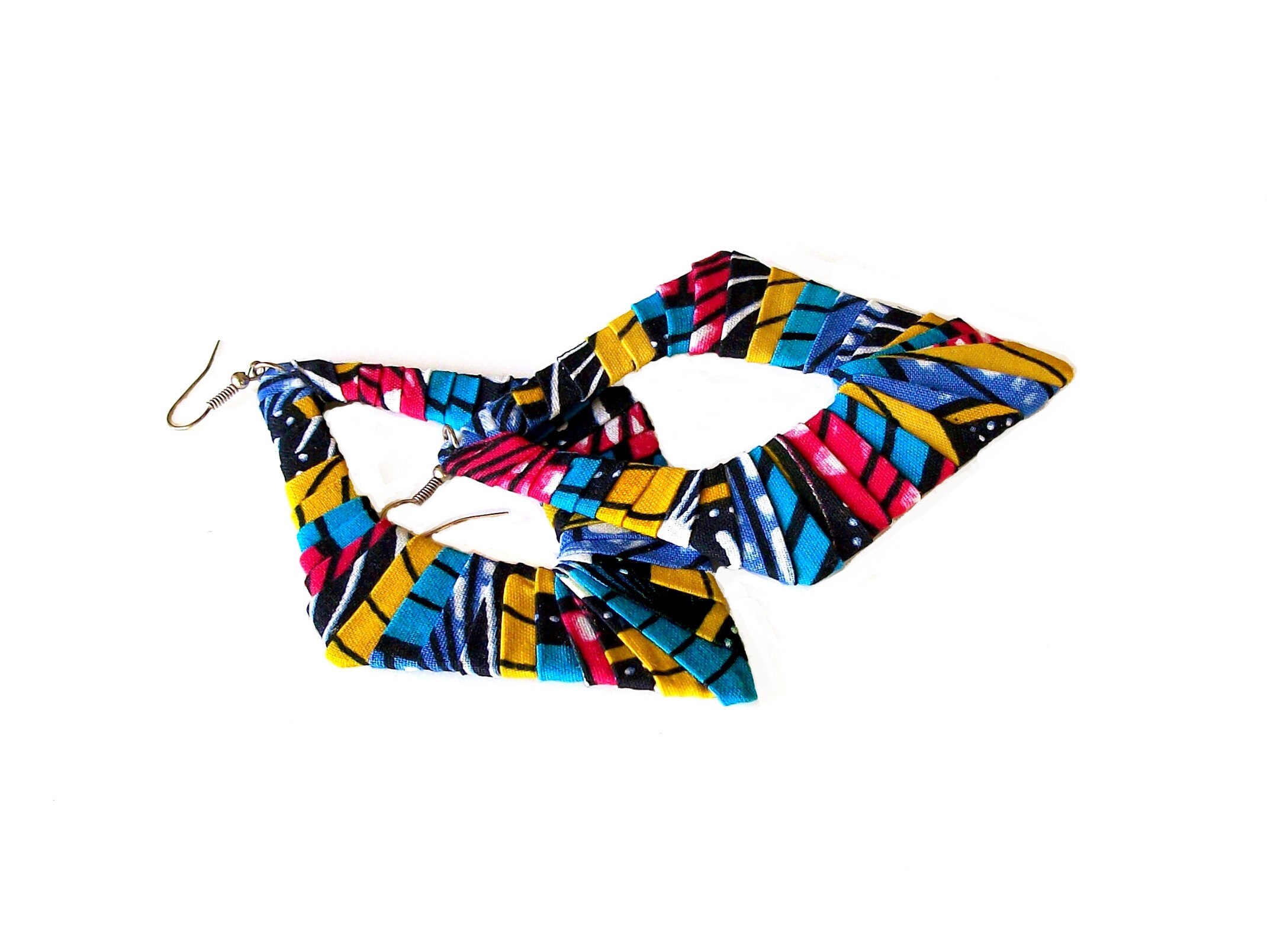 Earring Fab African Batik Wax-Print Oversized Wrapped | Etsy