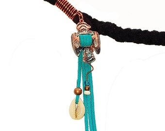 Dreadlock Jewelry - Antique Copper and Turquoise Eagle Loc Jewel