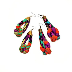 Earring Fab - African Kente Patchwork-Print Knot-Designed Dangles