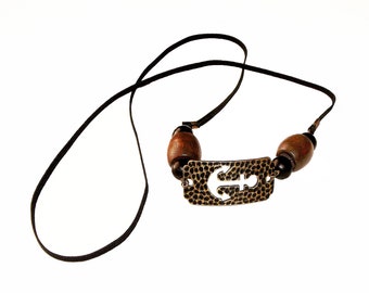 Loc Tie:  Antique Gold and Black Hammered Open-Design Anchor Loc Tie