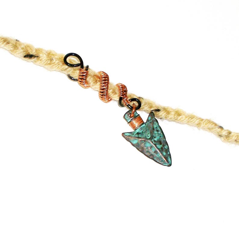 Dreadlock Jewelry Copper and Turquoise Textured Arrow Head Etsy