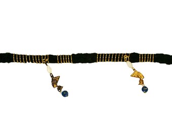 Dreadlock Jewelry - Gold Nefertiti and Lapis Loc Jewel and Coordinated Slide