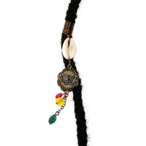 SALE/CLEARANCE - Dreadlock Jewelry - Antique Brass Butterfly and Cowrie Rasta Loc Jewel