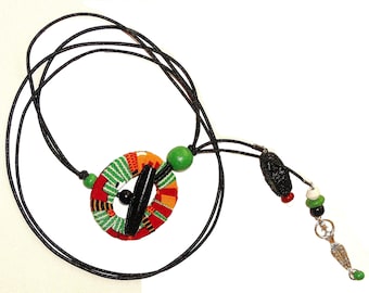 Loc Tie:  Antique Silver Goddess Kente Print Wrapped Toggle Loc Tie