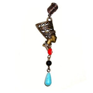 Dreadlock Jewelry - Antique Brass Nefertiti Loc Jewel